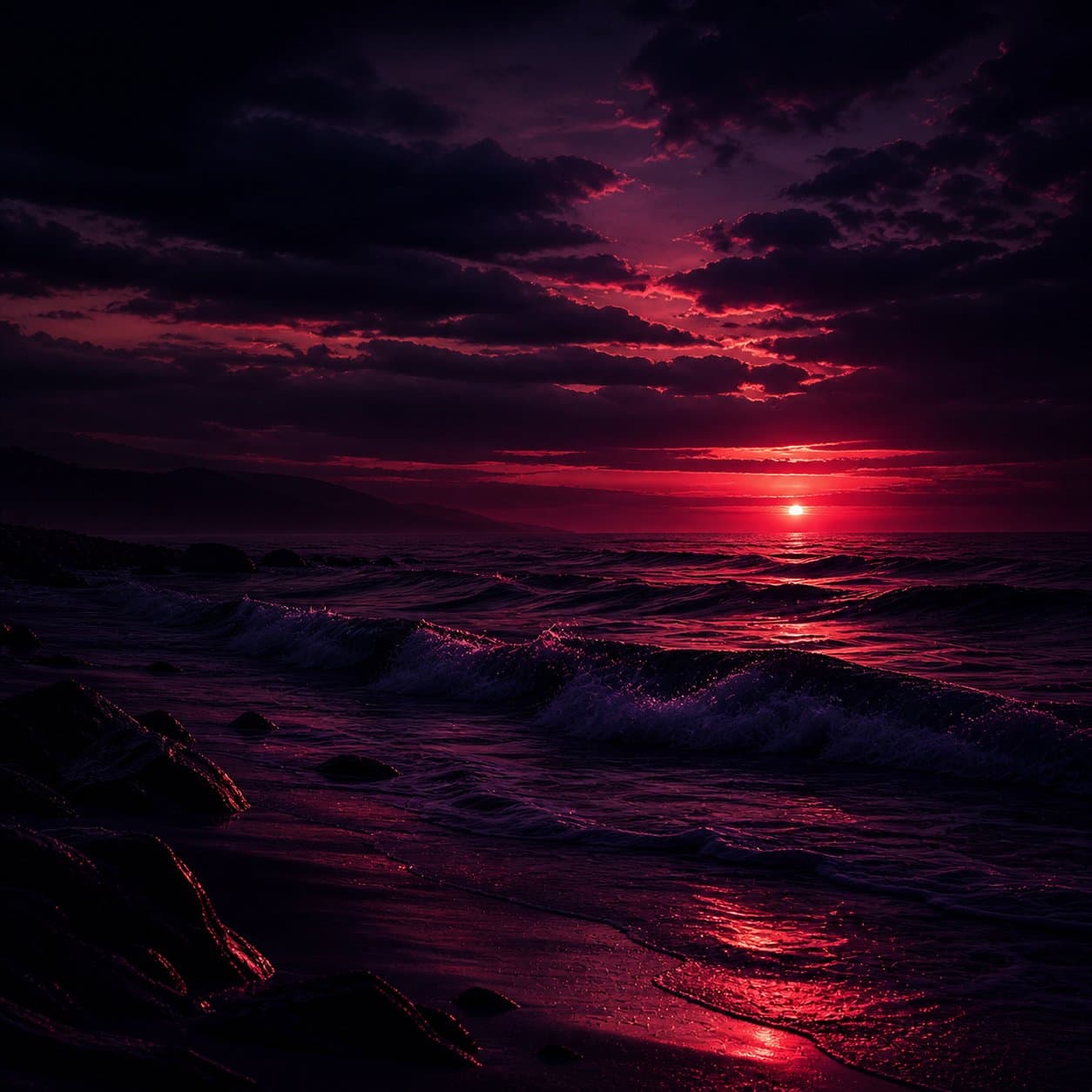 Ocean Waves at Sunset